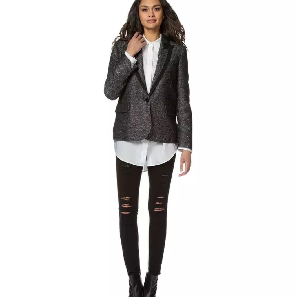 Frame Denim "Le Skinny De Jeanne" Ripped Jeans In "Film Noir" (Jet Black)